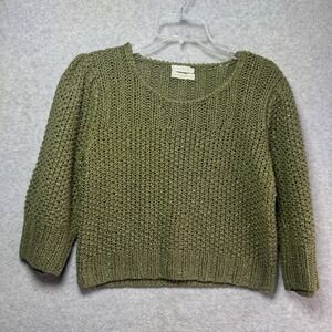 Vintage Jennifer Reed Hand Knitted Sweater Medium Green Crop Boho Minimalist